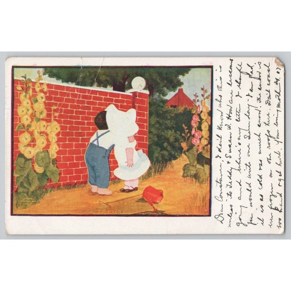 The Lovers Children Kissing  J. I.‎ Austen Co. Undivided Back 1907 POSTCARD